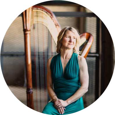 Leigh Brown plays harp music for special events