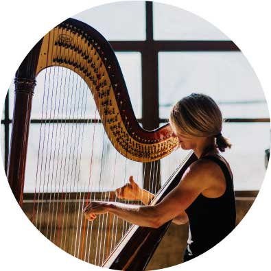 Leigh Brown plays harp music for private parties
