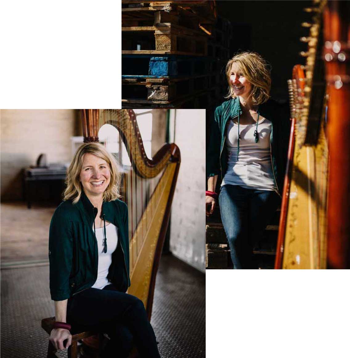 Leigh Brown is a harpist in Portland Oregon and enjoys drumming as well as winemaking