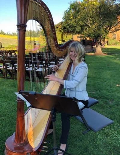 Leigh Brown plays a variety of harp music in Portland Oregon