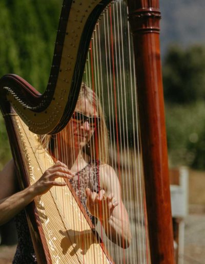 Leigh Brown playing Harp for a wedding ceremony