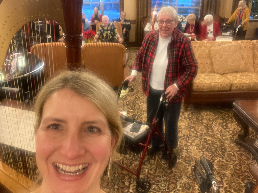 Leigh Brown Portland Harpist at Retirement Home for the Elderly