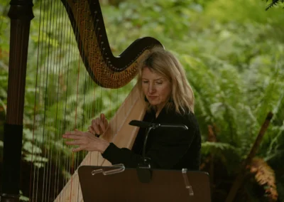 Leigh Brown Portland Harpist playing harp